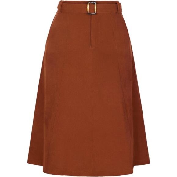 Women's High Waist Elastic Back A-Line Skirt Camel - Picture 1 of 5